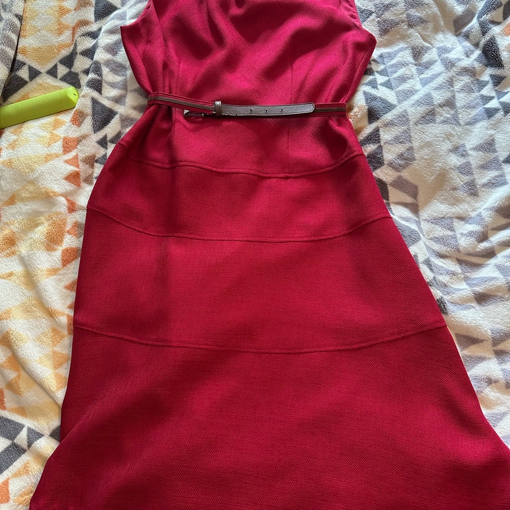 Anne Klein Red Strapless Sheath Midi Dress
